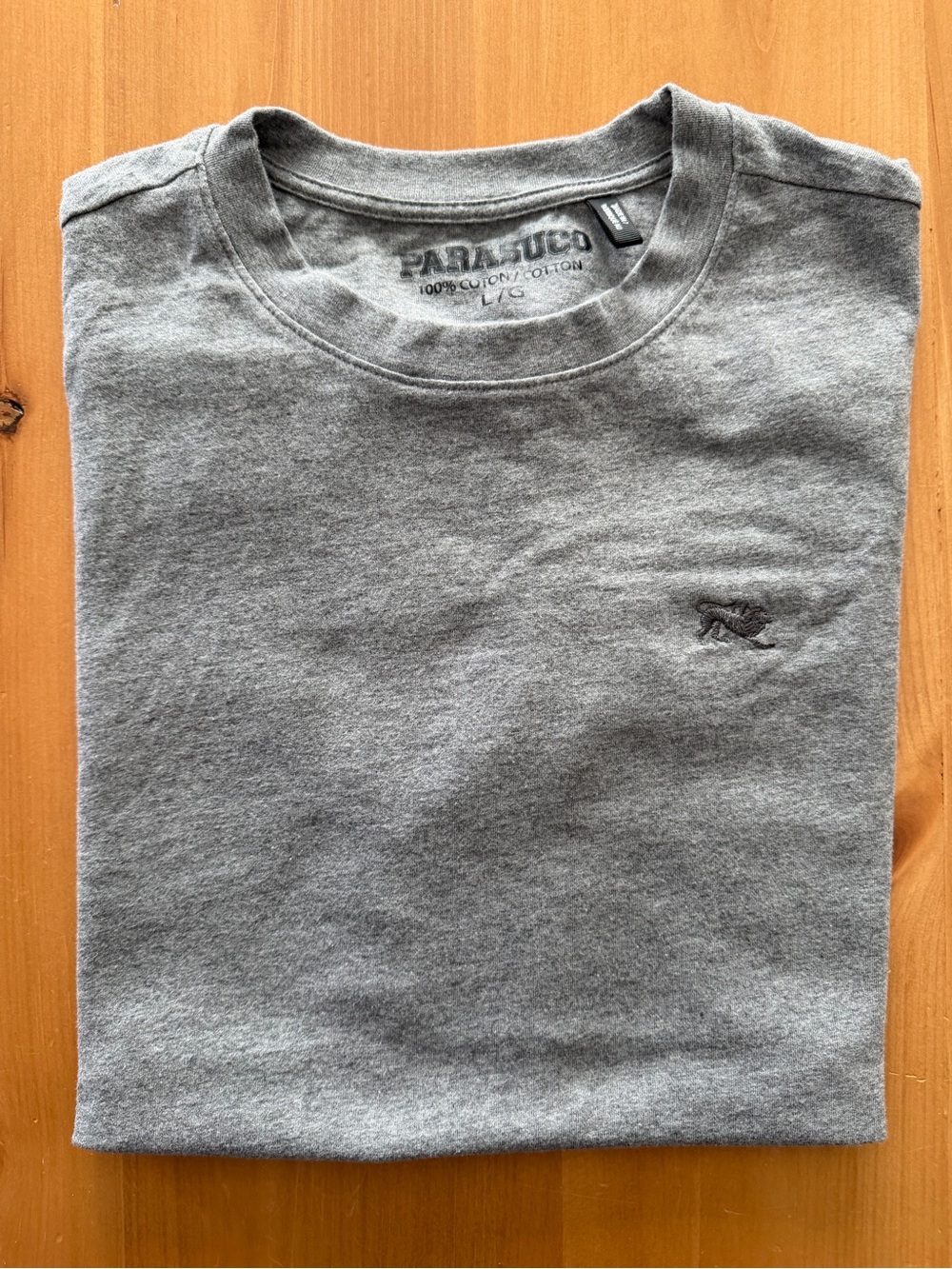 Parasuco Grey Embroidered Lion T-Shirt - Size L (100% Cotton)